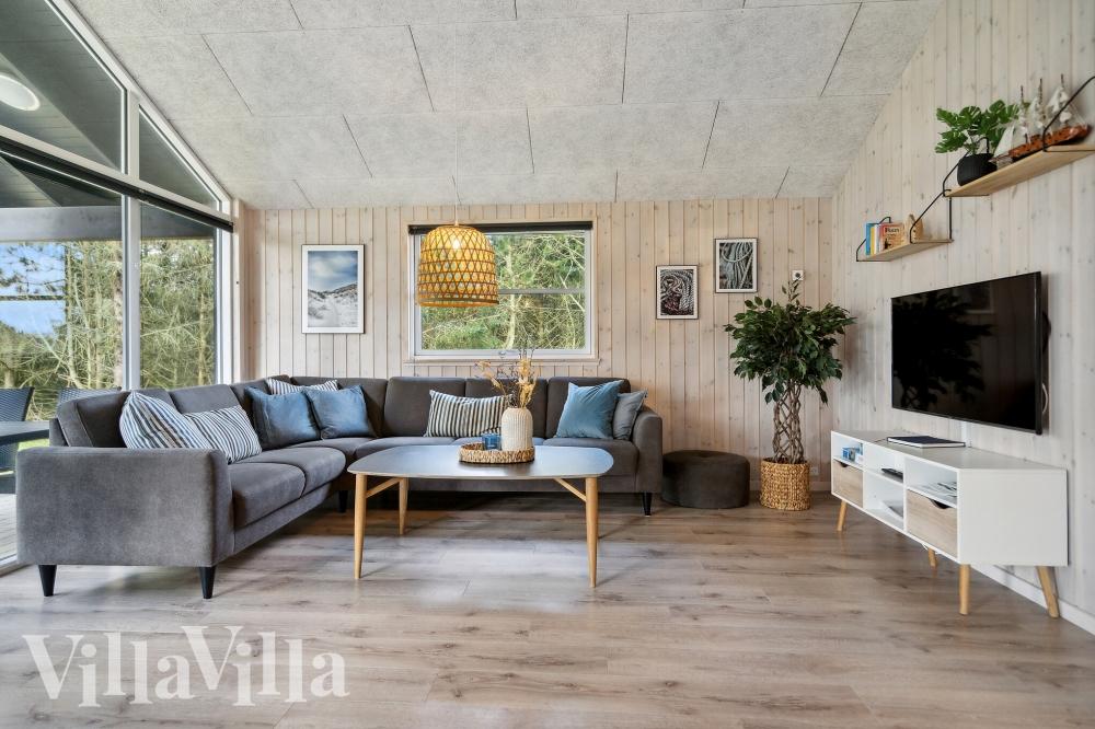 Sofakroken i luksushus nr. 371 i Vestjylland.