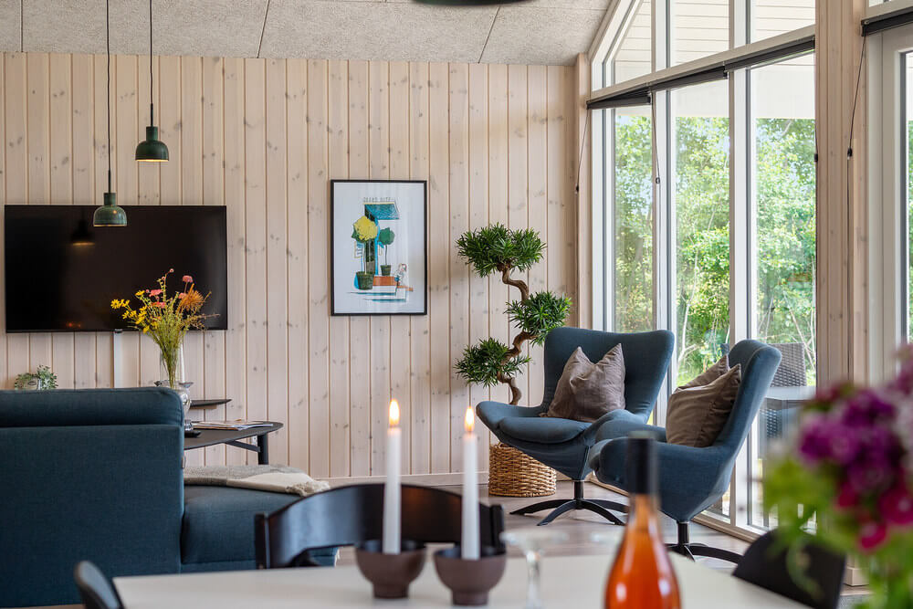 Sofakroken i luksushus nr. 519 i Lolland/Falster/Møn.