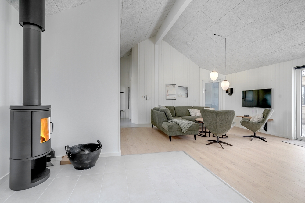 Sofakroken i luksushus nr. 516 i Vestjylland.