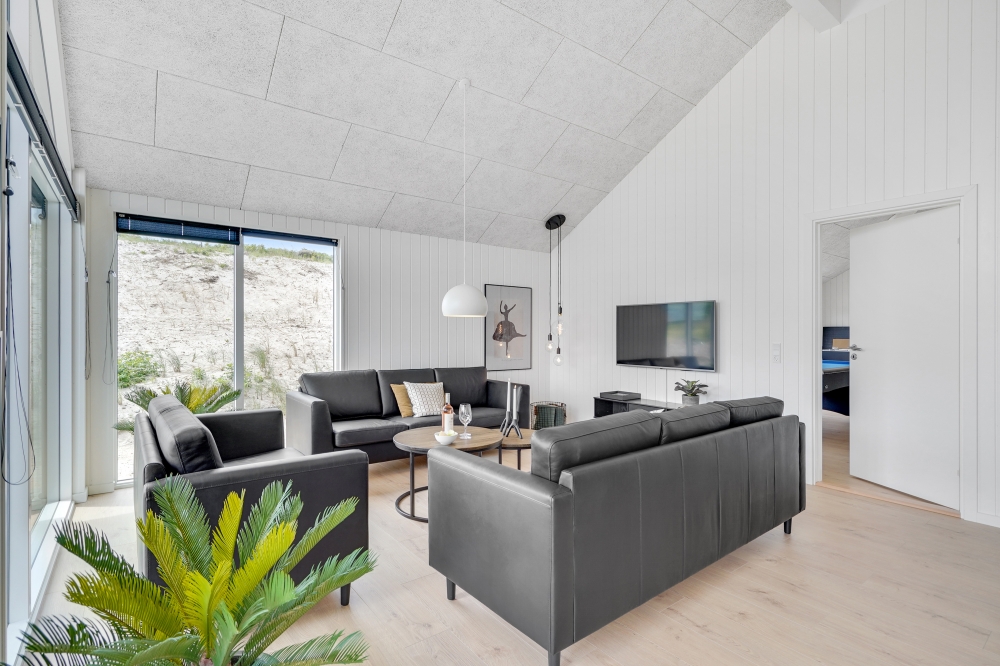 Sofakroken i luksushus nr. 541 i Vestjylland.