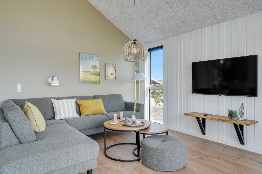 Sofakroken i luksushus nr. 558 i Vestjylland.