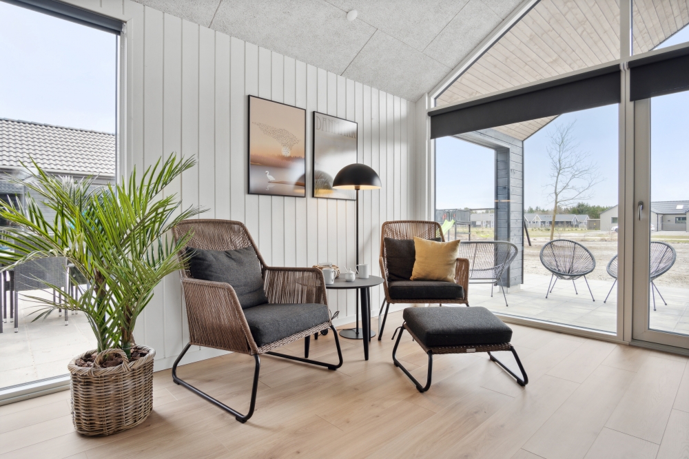 Sofakroken i luksushus nr. 579 i Vestjylland.