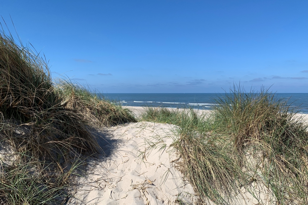Den flotte stranden nær luksushus nr. 605 ved Vestjylland.