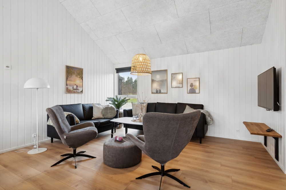 Sofakroken i luksushus nr. 627 i Vestjylland.