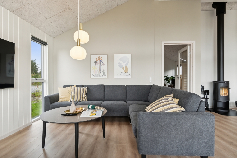 Sofakroken i luksushus nr. 634 i Nordjylland.