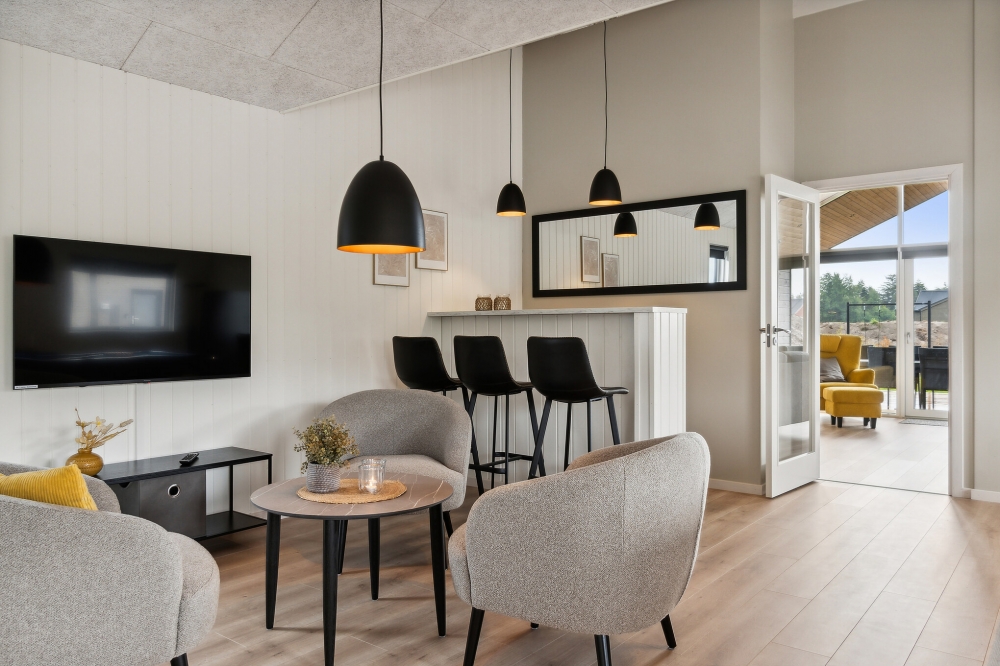 De lekre feriehusene tilbyr blant annet egen bar, som denne i luksushus nr. 634 i Nordjylland